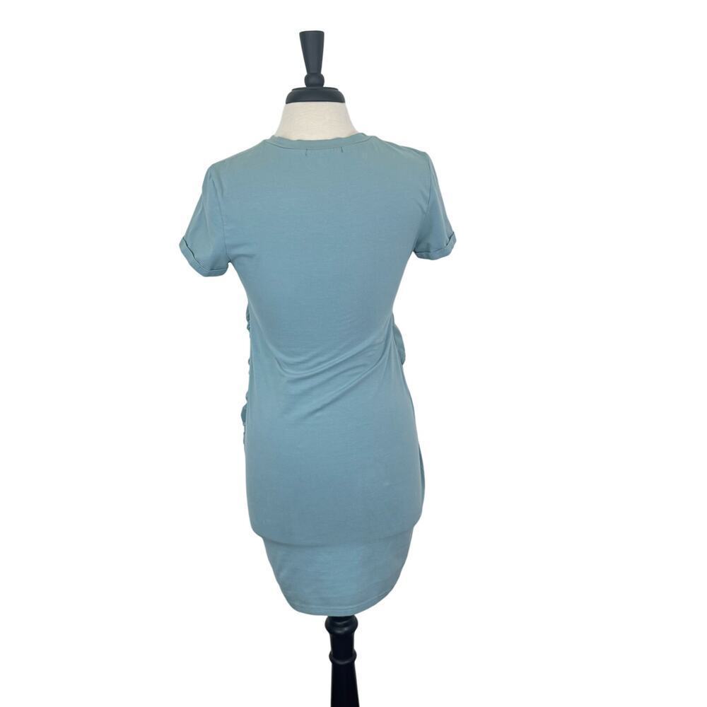MEROKEETY Short Sleeve Crew Neck Mint T-Shirt Dress Tie Waist Ruched Dress Sz S - Picture 7 of 11